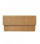 JNB Raffia Chevron Clutch Beige