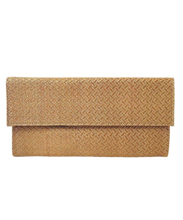 JNB Raffia Chevron Clutch Beige