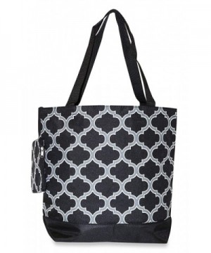 Ever Moda Quatrefoil Tote Black