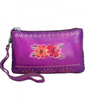 Leather Change Rectangle Wristlet Embossed