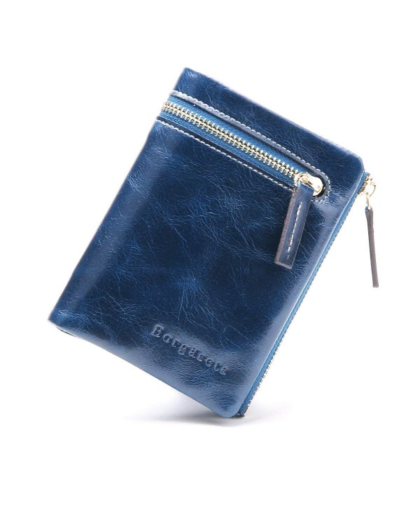 Borgasets Womens Leather Zipper Wallet