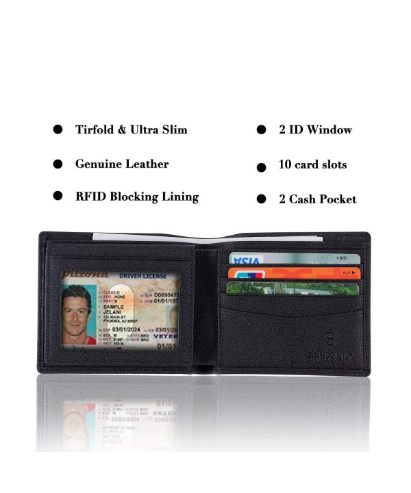 Mens Genuine Leather Bifold Wallet Extra Capacity ID Window RFID ...