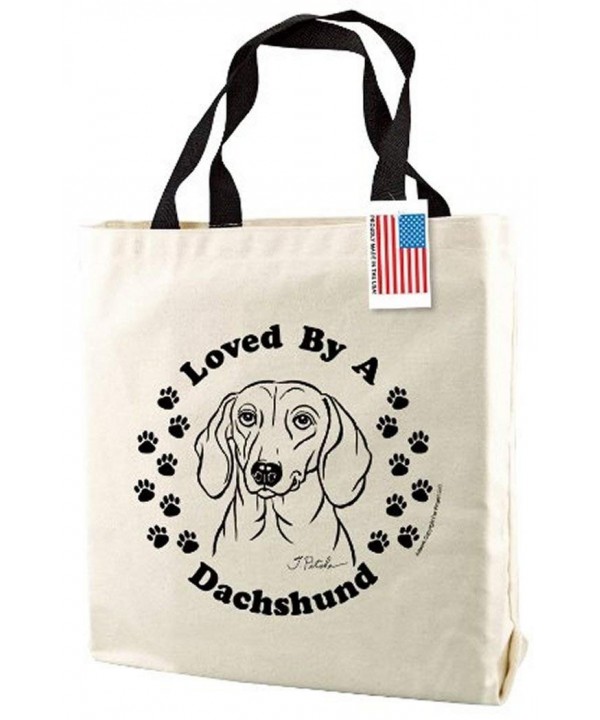 Dachshund Print Canvas Tote Handles