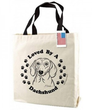 Dachshund Print Canvas Tote Handles