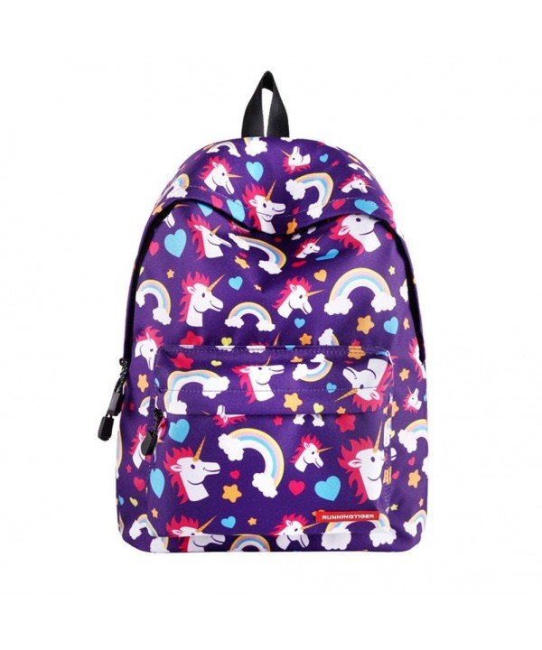 SWYIVY Rainbow Printing Backpack Women Purple