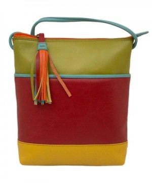 Leather Color block Cross body Handbag Citrus