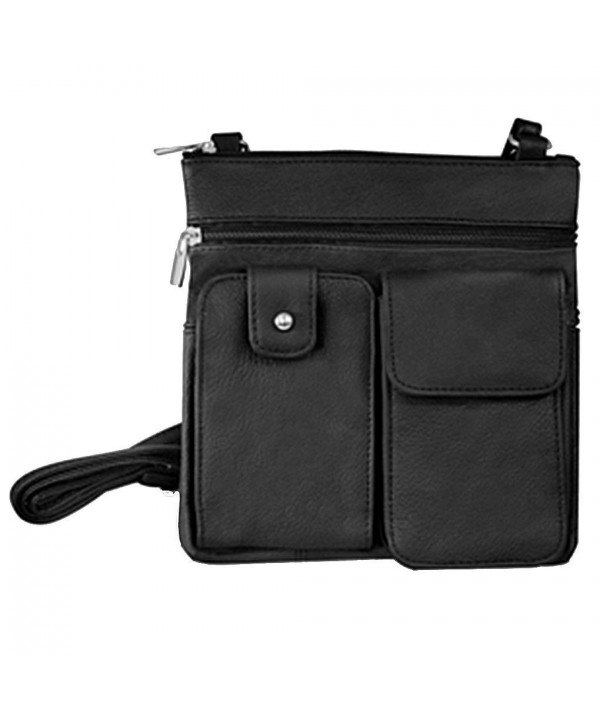 Silver Fever Leather Travel Everyday Crossbody Organizer Bag - Black ...