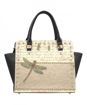 InterestPrint Dragonfly leather Shoulder Handbag