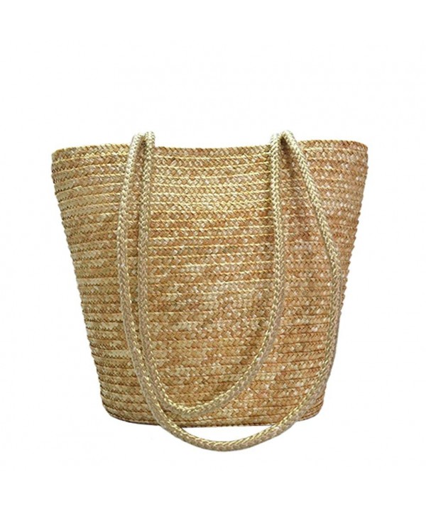 Simple Elegant Straw Woven Beach Tote Bag Purse - Natural Color ...