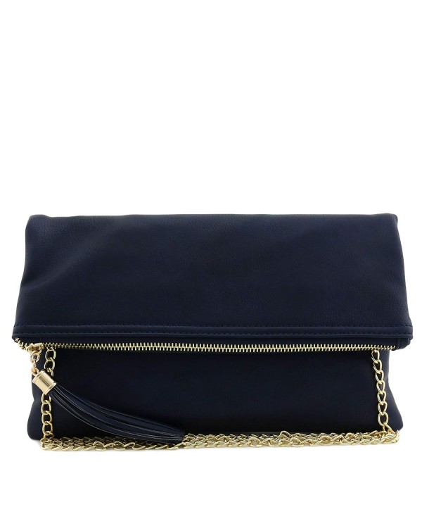 Tassel Accent Flapover Clutch Purse