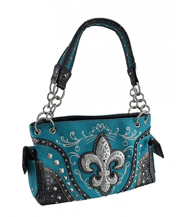 Shoulder Handbags Rhinestone Embroidered Concealed