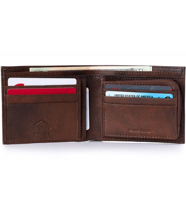 Leather Wallet Zipper Pockets Section