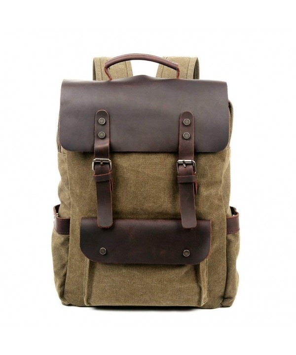 Travel Backpack Genuine Canvas Leather