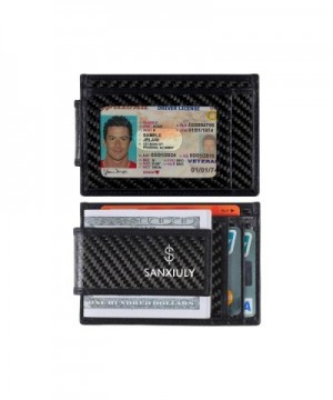 SANXIULY Minimalist RFID Magnetic Genuine Leather wallet Clip Wallets Window