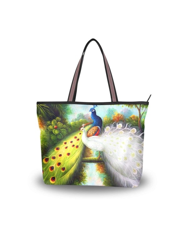 Handle Shoulder Peacock Patern Handbag