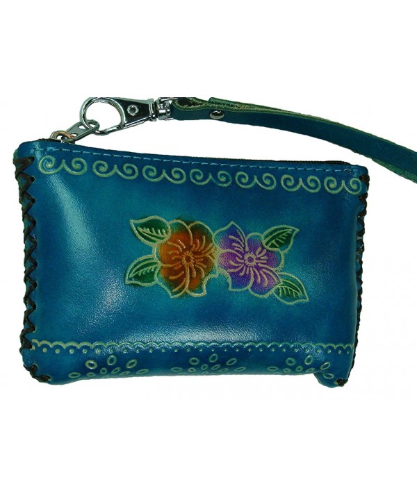 Leather Wristlet Change Holder Embossed