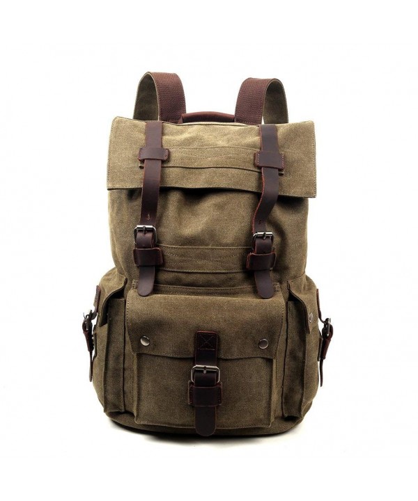 Travel Backpack Genuine Canvas Leather