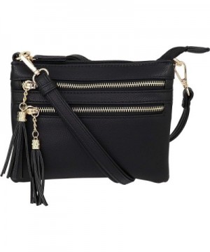 Multi Zipper Crossbody Handbag Tassel Accents