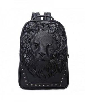 Studded Backpack Leather Bookbag Lion Black