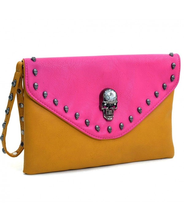 Dasein Skull Adorned Envelope Clutch