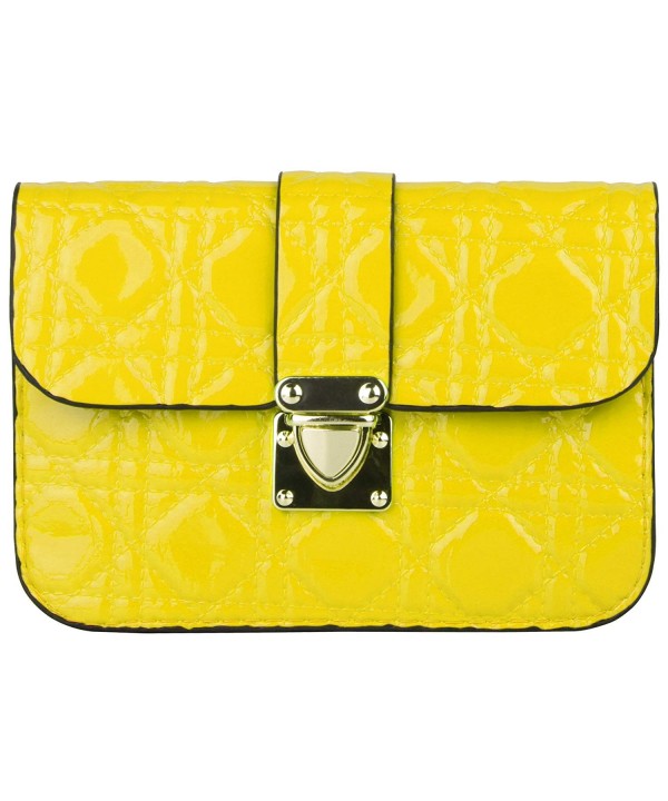 Yellow Quilted Womens Clutch Wallet