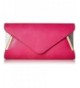 Womens Leather Accent Envelope Clutch