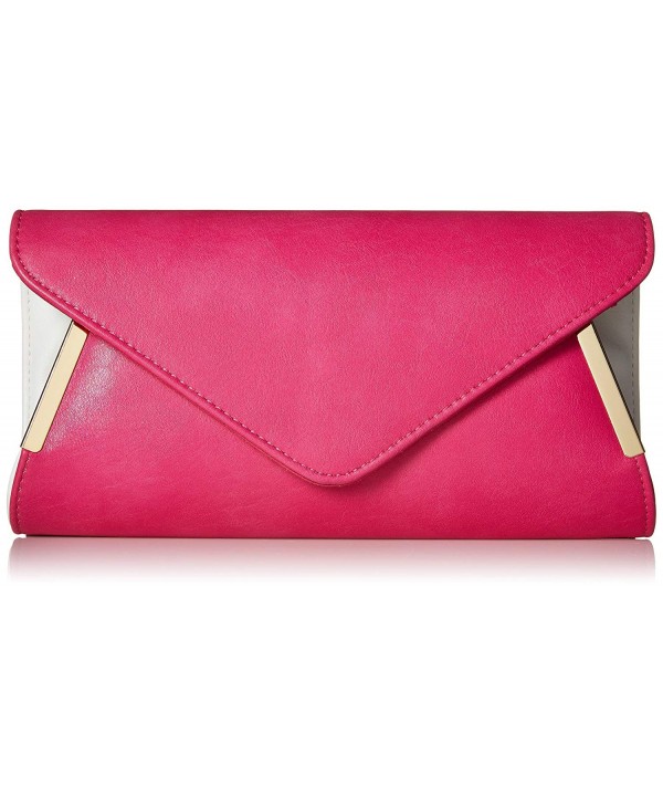 Womens Leather Accent Envelope Clutch