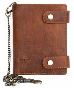 Genuine Leather Bikers Wallet Metal