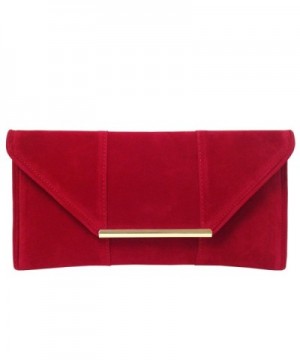 Faux Microsuede Envelope Clutch Red