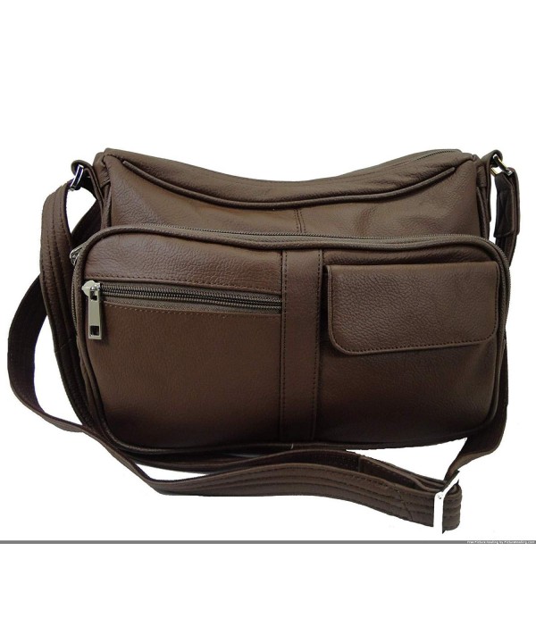 Concealed Leather Organizer Shoulder Strap brown