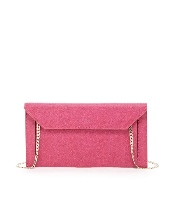 The Bond Saffiano Leather Envelope Clutch With Long Chain - Pink ...