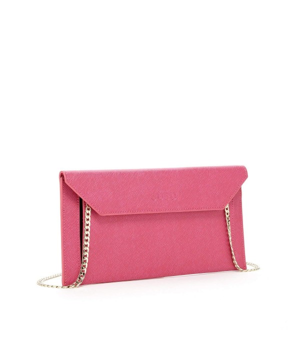 The Bond Saffiano Leather Envelope Clutch With Long Chain - Pink ...