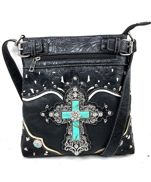 Justin West Turquoise Rhinestone Messenger