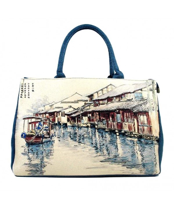 BlueSkyDeer Handled Handbag Hand Painted Chinese