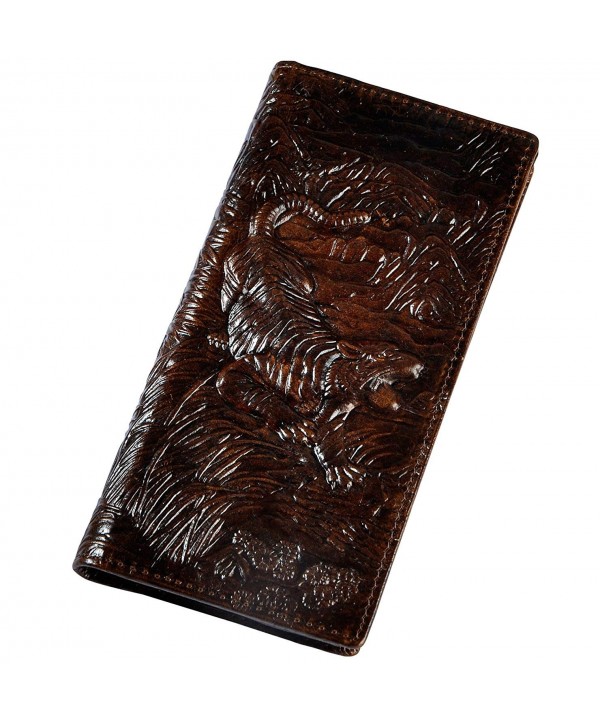 Leaokuu Leather Organizer Checkbook Tiger Coffee