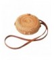 Leiyini Handmade Rattan Straw Woven Shoulder Round Cross body Bag Retro Vintage Fashionable Beach Bag Home Storage Bag
