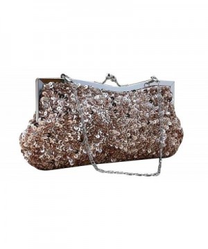 Sequined Baguette Handbags Detachable Champagne