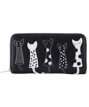 Womens Wallet Cartoon Embroidery Leather