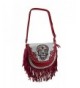 Fringed Western Metallic Crossbody Fuchsia