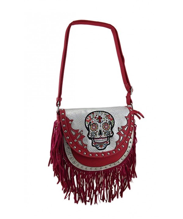 Fringed Western Metallic Crossbody Fuchsia