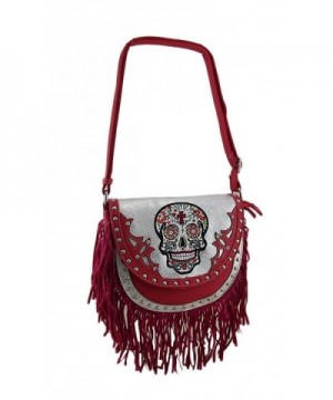 Fringed Western Metallic Crossbody Fuchsia