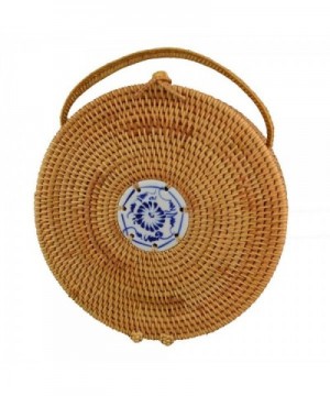 Rattan Handle Handbags Knitted Travel