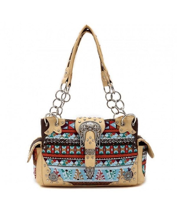 Western Buckle Shoulder Handbag NATURAL