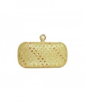 Rhinestone Metallic Clutch 7 inch Golden