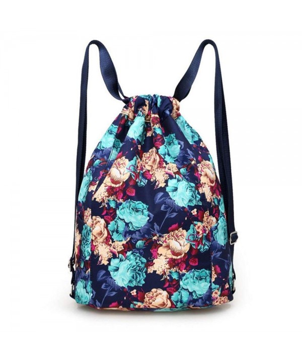 Drawstring Backpack Flowers String Bottle