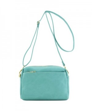 Triple Zip Small Crossbody Turquoise