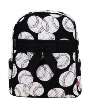 Baseball Print Quilted Backpack Black