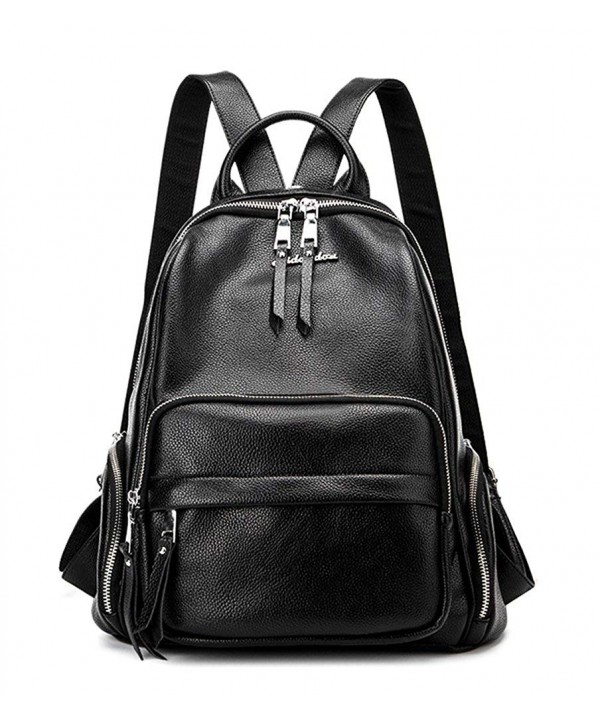 Fashion Backpack Purse for Women Leather Small Work Tote bag Teen Girls School Bags - Black ...