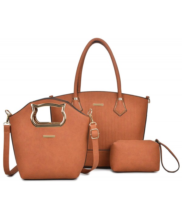 Handbag Leather Messenger Satchel Brown 3