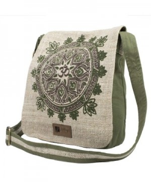 Natural Hemp Cotton Mandala Messenger Bag Sage One